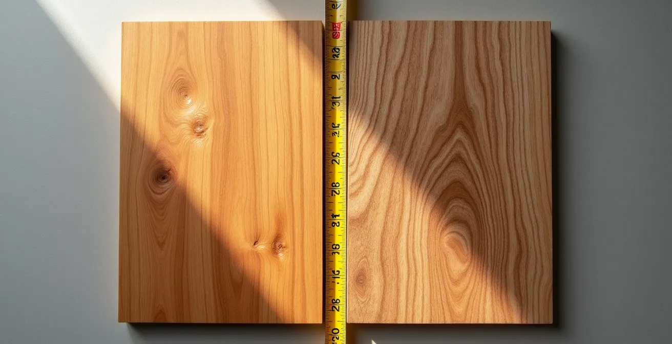 Confronto ravvicinato tra vero teak di grado A e legno di acacia