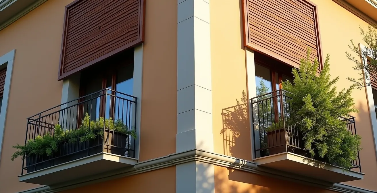 Pannelli frangivista installati su balcone condominiale nel rispetto del decoro architettonico