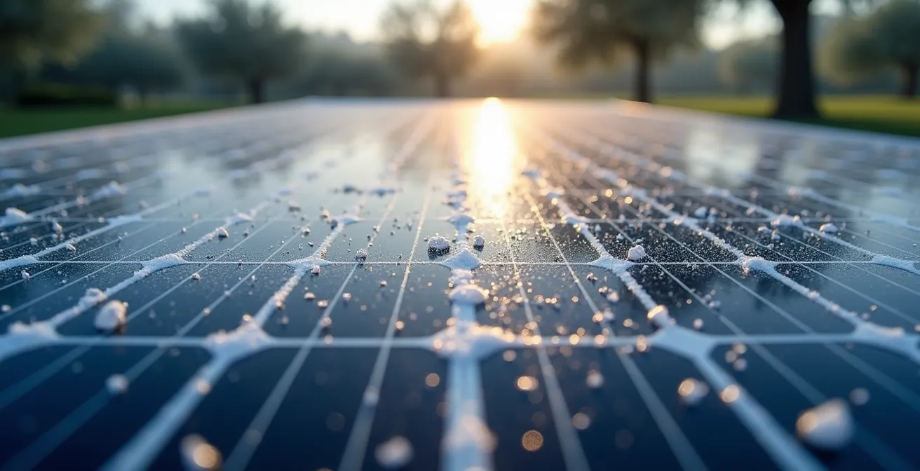 Confronto tra pannello solare monocristallino e policristallino in giardino italiano invernale
