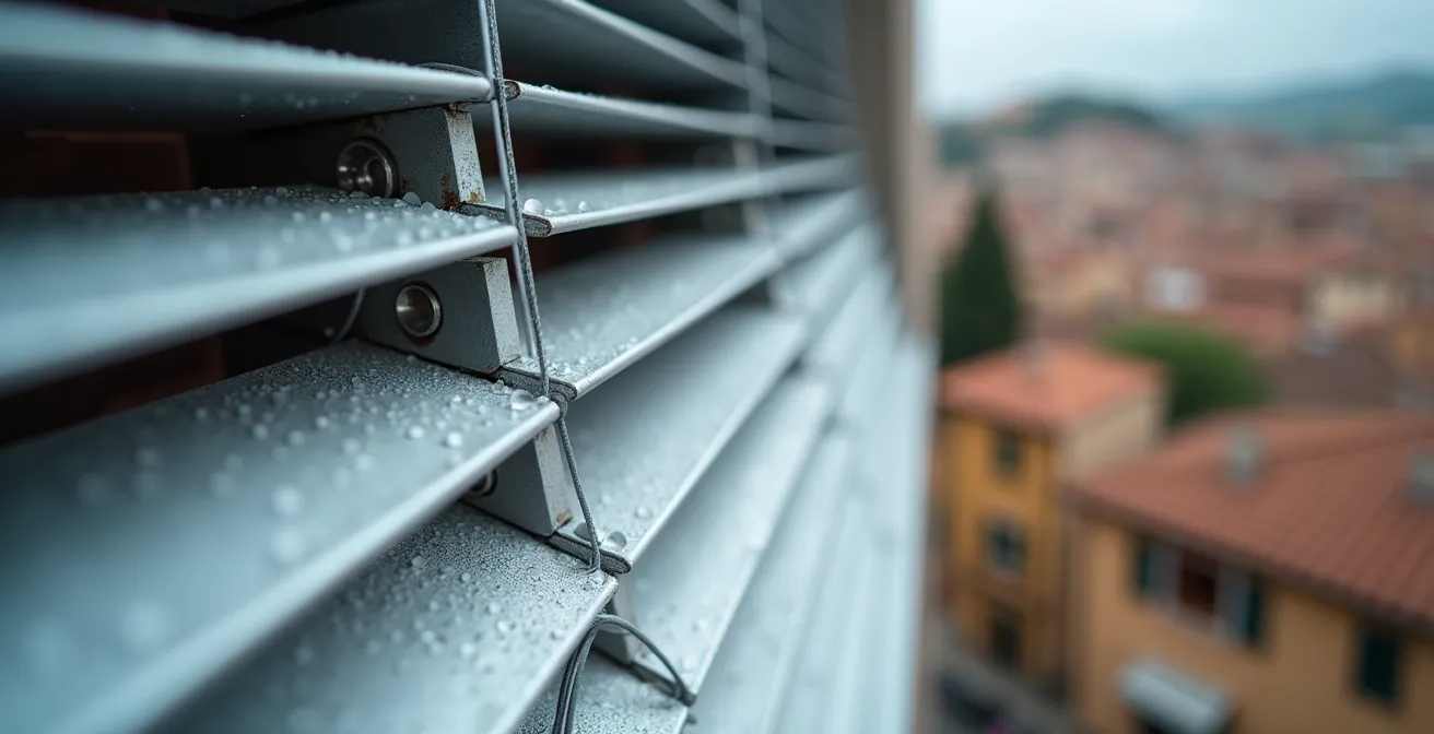Pergola bioclimatica moderna su terrazzo con vista panoramica italiana