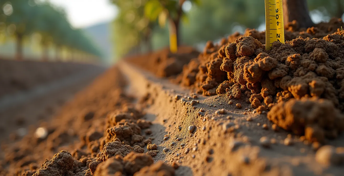 Preparazione professionale della buca di trapianto per ulivo secolare con sistema di drenaggio