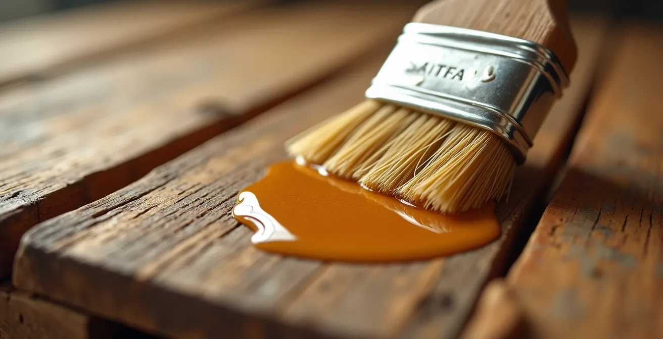 Applicazione di impregnante protettivo su legno di pallet per esterni